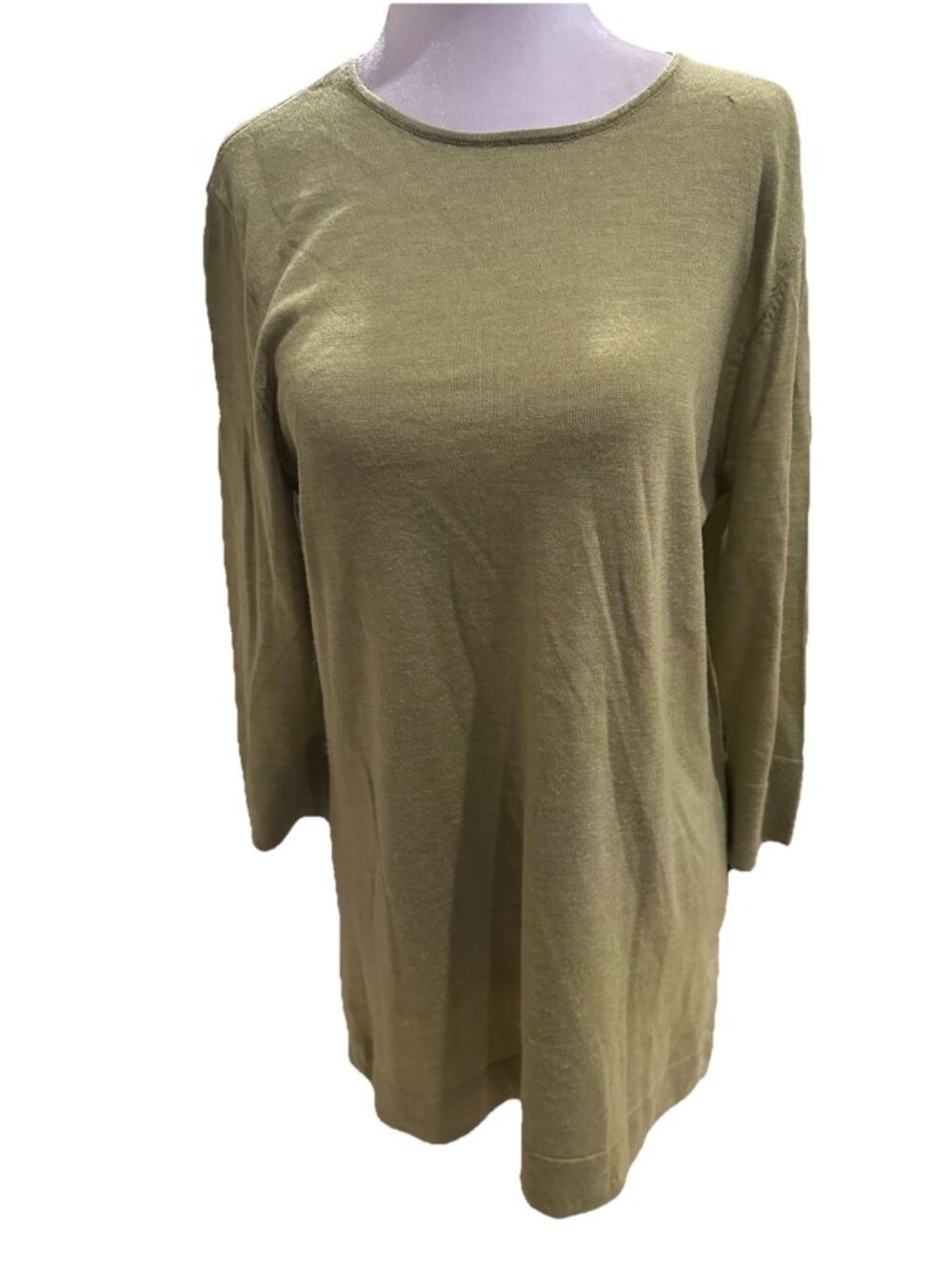 J. Jill Women’s M Motion Wool Lime Green Knit Tunic Top Long Sleeve Sweater